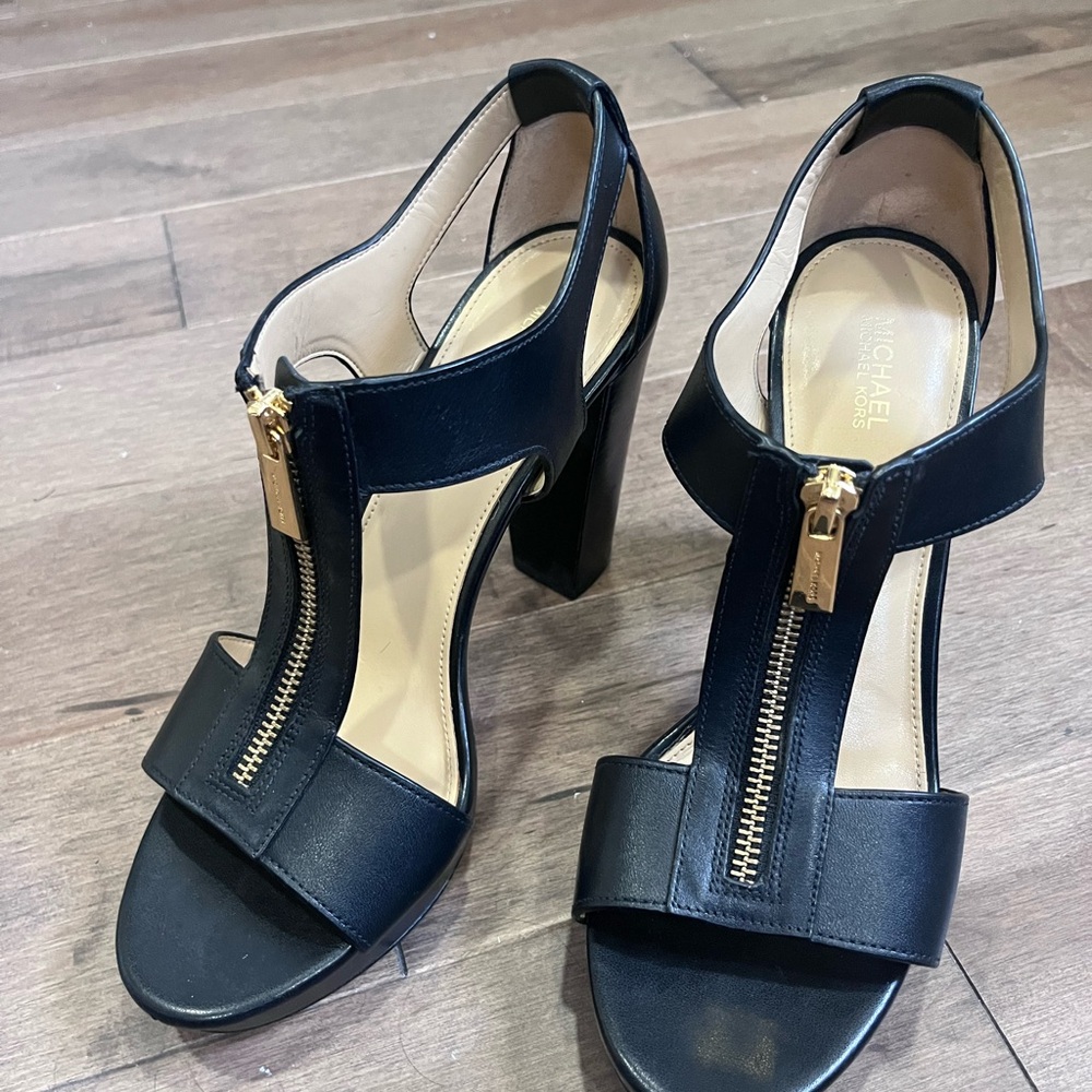 Michael Kors Black Heels with Gold Zipper